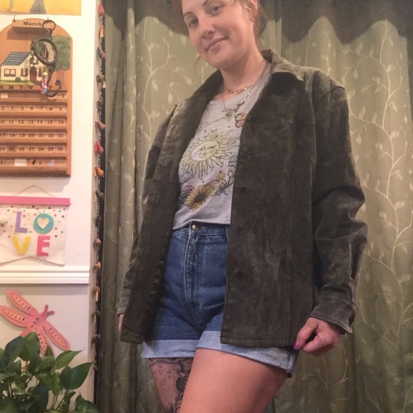 Forest Green Leather Jacket - Picture 4 of 8